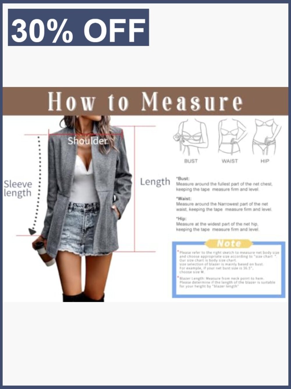 Women's Long Sleeve Notch Lapel Office Blazer Jacket - Picture 5 of 6